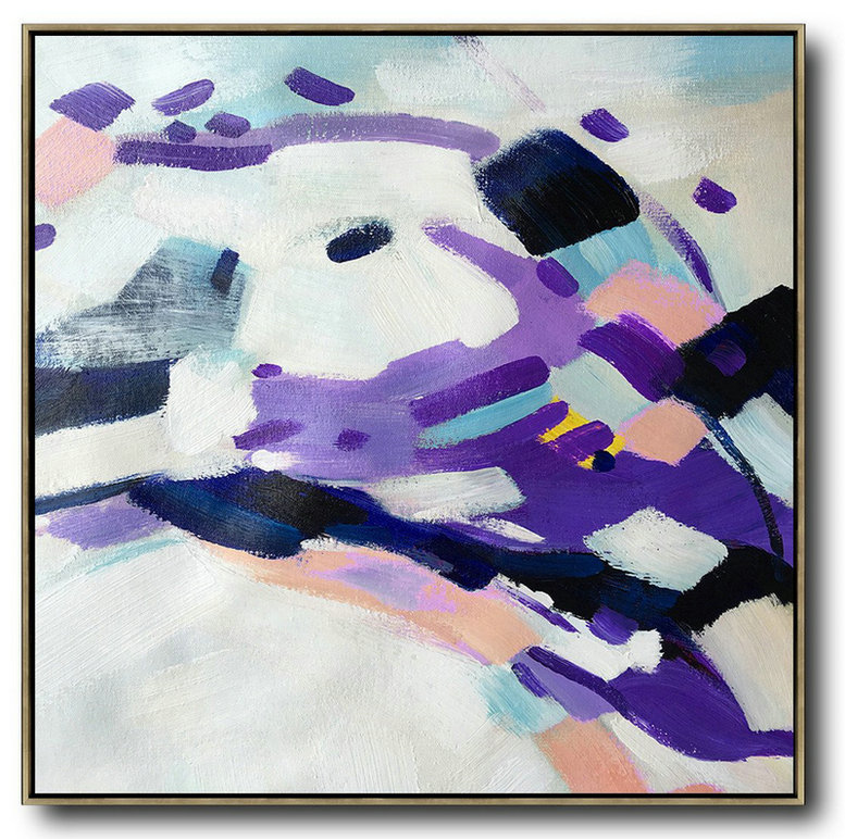 Handmade Extra Large Contemporary Painting,Oversized Contemporary Art,Large Living Room Wall Decor,White,Purple,Pink,Black.etc